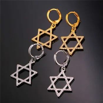 Collare Šperky Sady Pre Ženy Magen David Gold Star/Strieborná Farba Zirconia Náušnice, Náhrdelník Izrael Jeweish Šperky S236