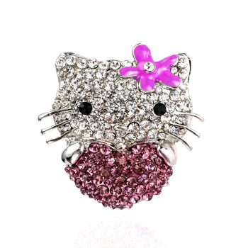 Strieborné Pozlátené Krásne Trblietavý Drahokamu Crystal Diamante Cute Cat Brošňa