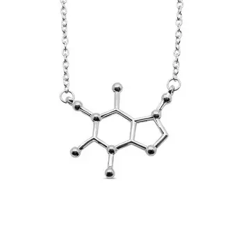 1PCS Charateristic kofeín molekuly náhrdelník elegantná chémie elemant reťazca prívesok clavicle náhrdelník