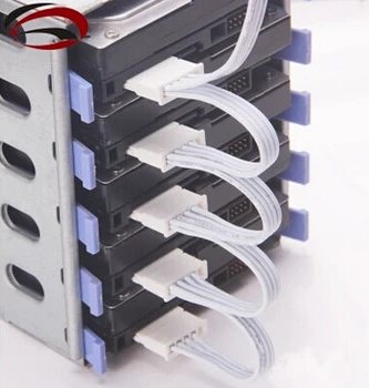 DIY použiť Pevný Disk SATA Napájací Kábel 4Pin IDE Molex 5 SATA Konektor Viesť 18AWG Drôt, Biele Pre HDD SSD Klietky PC Server