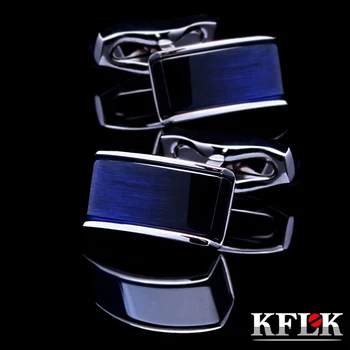 KFLK Šperky tričko manžetové gombíky pre pánske Značky tlačidlá manžetové Modrá čierna postupné gemelos Vysokej Kvality abotoaduras Doprava Zadarmo