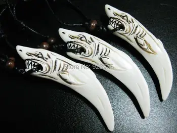 DOPRAVA ZADARMO, 12 ks mužov cool cool white shark dizajn kosti vyrezávané magic prívesok&náhrdelník