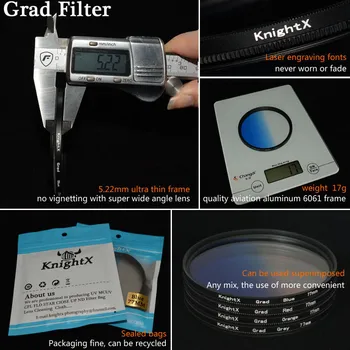 KnightX Grad ŽÚ2 farebný filter pre nikon canon d3400 auta lentes sigma pt obiektyw d5200 makro objektív kamery 49 52 55 58 67 77