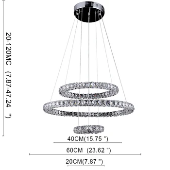 Okrúhle LED Prívesok Svetlo Krištáľové Lampy, Svietidlá, Kaviareň LED Krúžok K9 Crystal Stropné Svetlá Závesné Drôty Cristal Osvetlenie Kryštalického