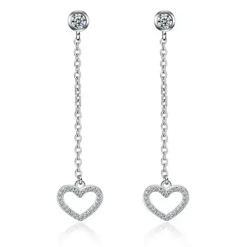 2017 nový príchod vysokej kvality romantická láska srdce 925 sterling silver dámy'long stud náušnice ženy šperky drop shipping