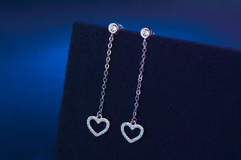 2017 nový príchod vysokej kvality romantická láska srdce 925 sterling silver dámy'long stud náušnice ženy šperky drop shipping