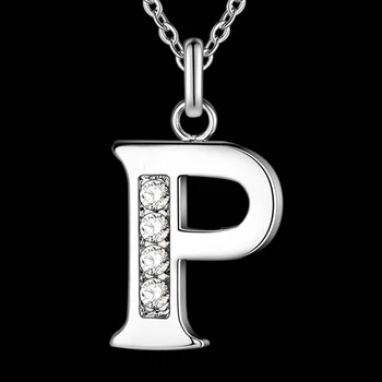 Móda písmeno P striebra, pozlátený Náhrdelník Nové Predaj strieborné náhrdelníky & prívesky /WDSOHUXL RVYAMERR