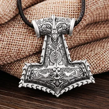 LANGHONG 10pcs Severanov Vikingovia Amulet PRÍVESOK Raven Thor ' s Hammer Náhrdelník Prívesok, Originálny Zvierat Viking Šperky
