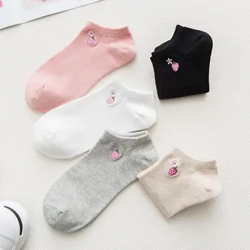 2018 ženy ponožky jar 5pair krátke školy štýlu bavlna lete farbou zábavné ovocie ženy móda ponožky pre ženy, kórejčina