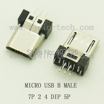 10PCS Konektor Micro USB typ B Samec na USB 2.0 Konektor Drôt Spájkovanie Konektor 7pin 2 4 DIP