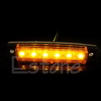 2X 6-LED 12V Autobus Van Loď prípojné Vozidlo, Bočné Obrysové zadné Svetlo Lampy Yellow/Žltá