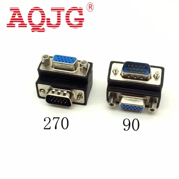 D-Sub 15 kolíkový konektor VGA Mužov a Žien Konvertor Monitor DB15 VGA RGB HDB Extender 90 stupňov Konektor 270 Stupeň AQJG