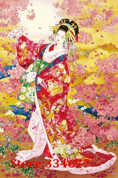 Japonský Dámy kimono Maľovanie Cross Stitch Súpravy Ľudí Remesiel 14CT Unprinted Pre Vyšívané Ručne vyrábané Umelecké DMC Steny Domova