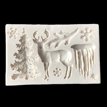 Horúci Vianočný Stromček Elk Snowflake Silikónové Tortu Formovať Čokoládu Jelly Pečenie Forma Cukru, Remeselné Nástroje Fondant Cake Zdobenie