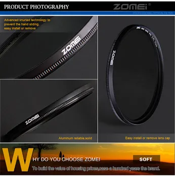 Zomei 52mm Ultra Slim CPL Filter CIR-PL Kruhové Polarizačné Polarizer Filter pre Olympus, Sony Nikon Canon, Pentax Hoya Objektív 52 mm
