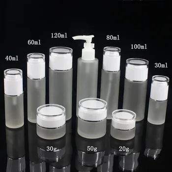 100ml matné sklenené fľaše s bielym stlačte tlačidlo čerpadla a bielu čiapku, na krém a sérum nadácie emulssion pomocou