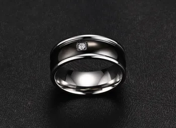 Čierna Farba, CZ snubný Prsteň Mužov Cubic Zirconia Krúžok z Nehrdzavejúcej Ocele Romantické Šperky