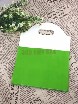 Veľkoobchod 50pcs/veľa 18*23 cm Zelená Patchwork Plastových Recyklovateľných Užitočné Obaly, Tašky, Nákupné tašky Prenosné Boutique Darčeková Taška