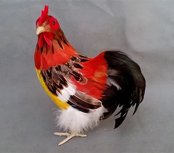 Simulácia kohút 24x20cm colouful perie vtáka pevný model,polyetylén&kožušiny, perie kuracie hračka 1747