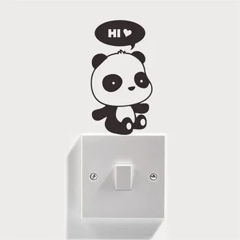 3PC Prepínač Panda Cartoon Stenu, Nálepky Light Switch Dekor Odtlačkový nástenná maľba Detská Izba vymeniteľné DIY Domova adesivo de parede D131