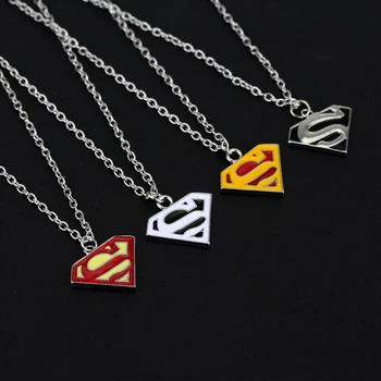 4 Farby štýl Superhrdina Superman Náhrdelník Smalt S Logom Kovový Prívesok Náhrdelník Film Šperky cosplay