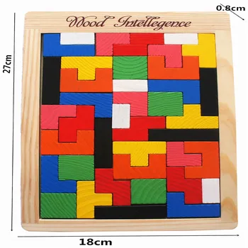 Puzzle Hra pre dieťa Vzdelávacie Puzzle Dreva pre dieťa Farebné Drevené Tangram Mozgu Teaser Puzzle Dieťa Vzdelávacie Hračka