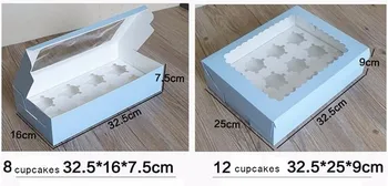 Modrá farba okna papier cup cake boxy veľkoobchodný balíček darčekový papier poľa pre druh cukroví nový rok cake box