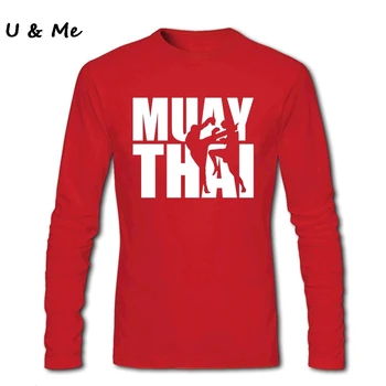 Muay Thai Tee Košele Mužov Grafika Topy Lumbálna t košele Posádky krku, Dlhými rukávmi Mužov Oblečenie