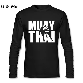 Muay Thai Tee Košele Mužov Grafika Topy Lumbálna t košele Posádky krku, Dlhými rukávmi Mužov Oblečenie