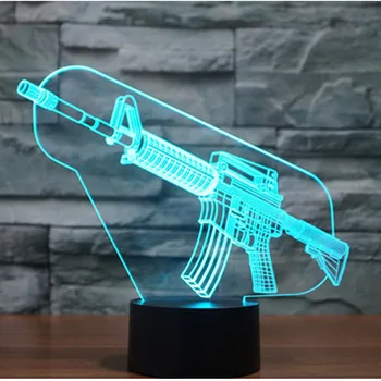 3D LED Nočné Svetlo Zbraň s 7 Farieb Svetla, pre Domáce Dekorácie, Lampy Úžasné Vizualizácie Optické Ilúzie Úžasné