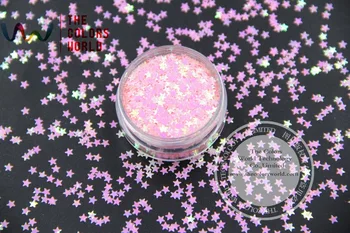 TCI18 Pearlescent Rainbow Ružovej Farby Hviezd tvar 3.0 MM Veľkosť Lesk pre nail Art gel make-up, alebo DIY dekorácie