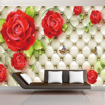 Vlastné Klasické Foto Tapety 3D Plastický Soft Pack, Red Rose Krásny Kvet nástenná maľba Obývacej Izby, Svadobný Dom Domova Fresco