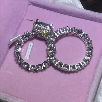 2017 Luxusné Šperky Žena 925 Sterling silver prsteň AAAAA Zirkón Cz kameň Zapojenie svadobné kapela prstene pre ženy, svadobné
