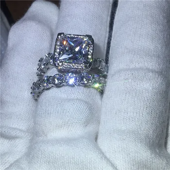 2017 Luxusné Šperky Žena 925 Sterling silver prsteň AAAAA Zirkón Cz kameň Zapojenie svadobné kapela prstene pre ženy, svadobné