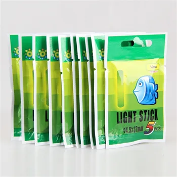 Hot Predaj Float Žiary Stick Noc Rybárske Návnady Zelená Žiarivkové Svetlo Rybárske Nástrahy 50pcs (10bags) 4.5*37mm Vysokej Kvality