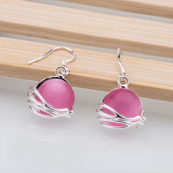 Ružový kameň svetlé strieborné pozlátené náušnice 925 šperky pre ženy strieborné náušnice LQ-E117 WFXHHNLL