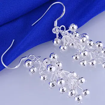 Hroznový lesklé strieborné pozlátené náušnice 925 šperky pre ženy strieborné náušnice LQ-E008 JIINUVOM