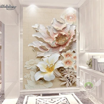Beibehang 3D reliéf troch - dimenzionální kvety bohaté a ušľachtilý pozadí steny vlastné veľké fresco netkaných tapiet