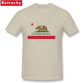 Tee Tričko Osobnosti California Republiky Vlajka Pre Mužov T Shirt Design Biele Krátky Rukáv Veľká Veľkosť