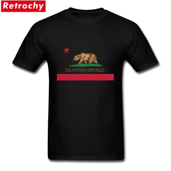 Tee Tričko Osobnosti California Republiky Vlajka Pre Mužov T Shirt Design Biele Krátky Rukáv Veľká Veľkosť