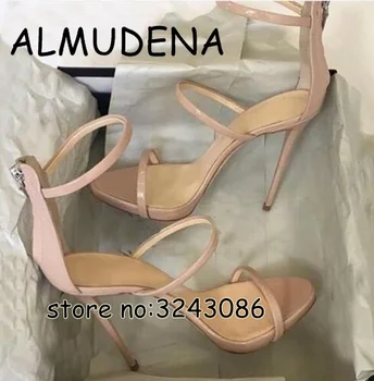 Letné nové módne pracky popruhu gladiator sandále sexy otvorené prst tenké podpätky sandále so zlatými reťazami kožené vysoké podpätky čerpadla žena