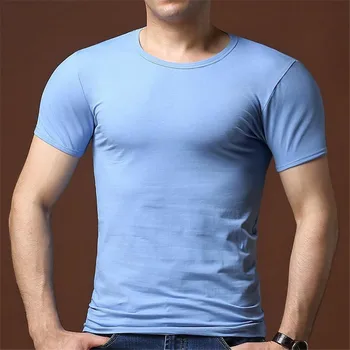 TBAIYE Nové T-Shirt Mužov 2017 Módne Pánske Tričko Krátky Rukáv jednofarebné Tričko Slim Fit Mužov Bežné Tričko Muž