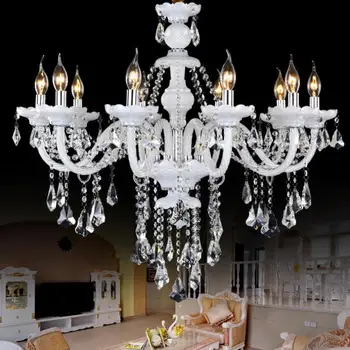 Domov led sviečka biela sklo luster crystal osvetlenie 110-240V E14 moderné lustre pre obývacia izba, Reštaurácia, Salón lampada