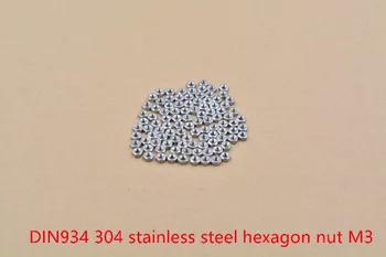 DIN934 304 nerezovej ocele hexagon maticu M3 hex matica skrutka matica hardvéru 100ks
