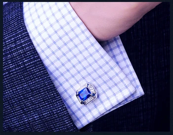 KFLK 2018 Luxusné tričko manžetové gombíky pre pánske darček Značky putá tlačidlo Crystal svadobné putá odkaz Vysoko Kvalitné Modrá abotoadura Šperky