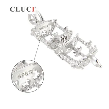CLUCI 925 Sterling Silver Kolotoč Klietky Prívesky pre perly, veľkoobchod Šperky Príslušenstvo 3ks, roztomilý kolotoč charms