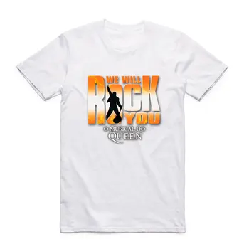 Muži A Ženy Tlač Budeme Rock Si Módne Rock Roll T Shirt O-Krku Krátkym Rukávom Letné Kráľovnú Rock Band T-shirt HCP955