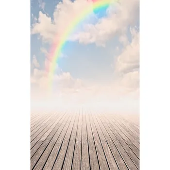 Bezšvové Vinyl Fotografie Pozadí Pier s Rainbow na západ Slnka Počítač Vytlačené Deti Kulisu pre Foto Štúdio F-3160