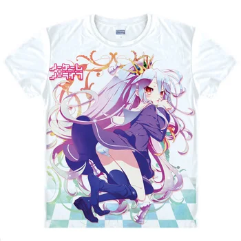 Coolprint Japonské Anime Tričko ŽIADNA HRA NIE ŽIVOTE T-Shirts Multi-štýl Krátky Rukáv Sora a Shiro Cosplay Kostým Kawaii Darček