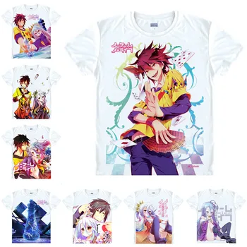 Coolprint Japonské Anime Tričko ŽIADNA HRA NIE ŽIVOTE T-Shirts Multi-štýl Krátky Rukáv Sora a Shiro Cosplay Kostým Kawaii Darček